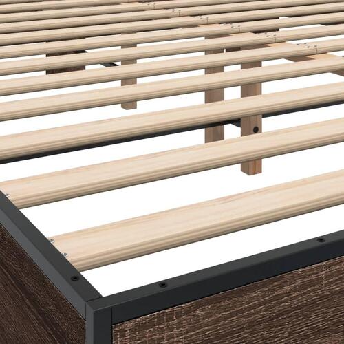 Sengestel 150x200 cm konstrueret træ og metal brun egetræ