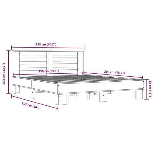 Sengestel 150x200 cm konstrueret træ og metal brun egetræ
