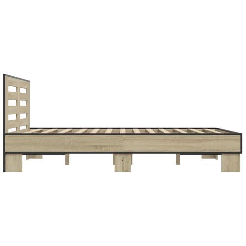 Sengestel 140x200 cm konstrueret træ og metal sonoma-eg