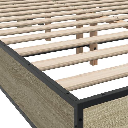 Sengestel 140x200 cm konstrueret træ og metal sonoma-eg