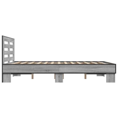 Sengestel 120x190 cm konstrueret træ og metal grå sonoma-eg