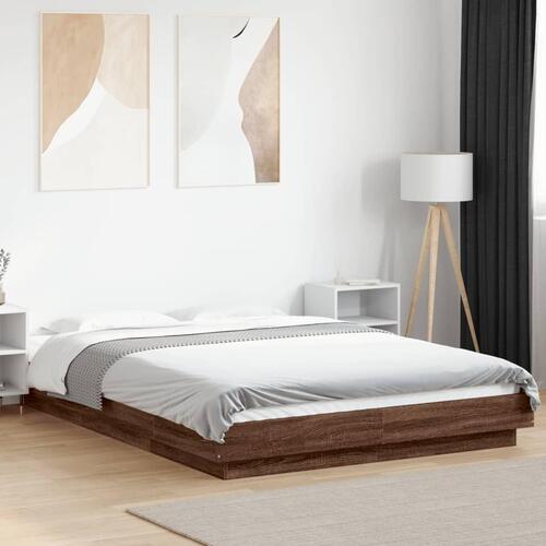 Sengestel 120x200 cm konstrueret træ brun eg