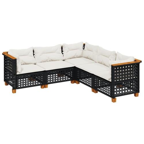 Sofasæt til haven 5 dele med hynder polyrattan sort