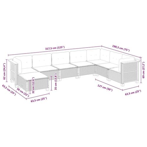 Sofasæt til haven 8 dele med hynder polyrattan grå