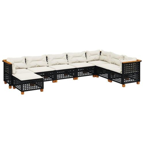 Sofasæt til haven 8 dele med hynder polyrattan sort