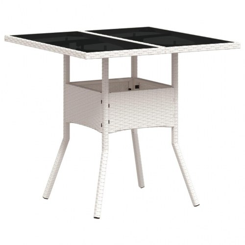 Spisebordssæt til haven 3dele m. hynder polyrattan og glas hvid