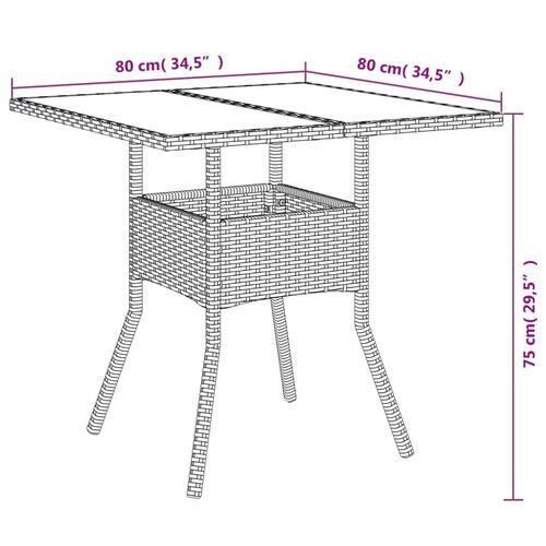 Spisebordssæt til haven 3 dele med hynder polyrattan og glas