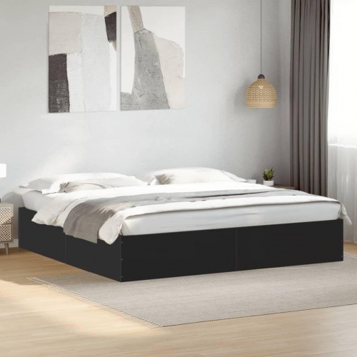Sengestel 180x200 cm konstrueret træ sort