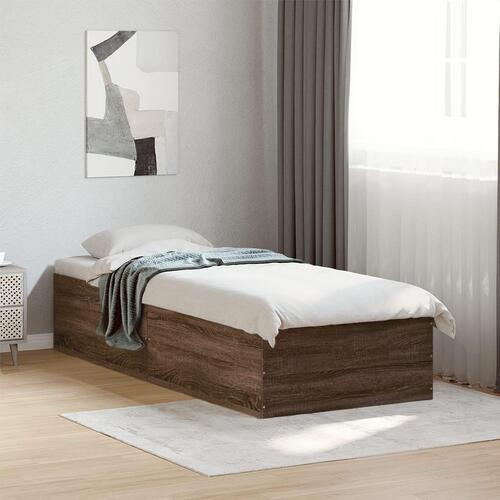 Sengeramme 90x190 cm konstrueret træ brun egetræsfarve