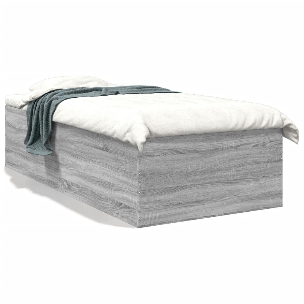 Sengeramme 100x200 cm konstrueret træ grå sonoma-eg