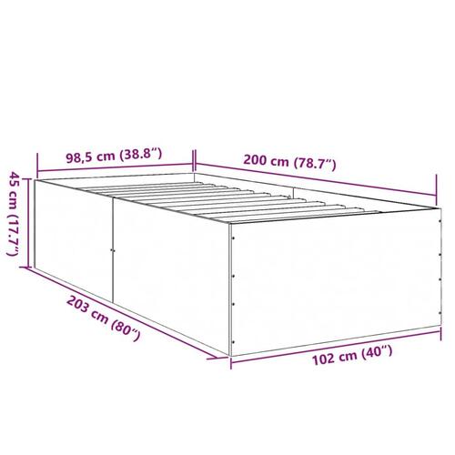 Sengeramme 100x200 cm konstrueret træ grå sonoma-eg