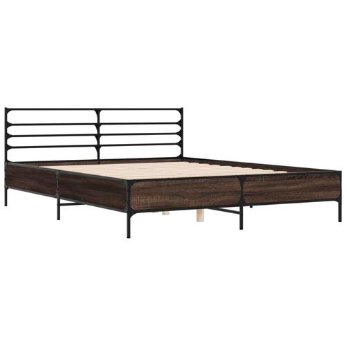 Sengestel 150x200 cm konstrueret træ og metal brun egetræ