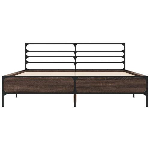 Sengestel 150x200 cm konstrueret træ og metal brun egetræ