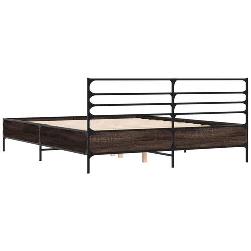 Sengestel 150x200 cm konstrueret træ og metal brun egetræ