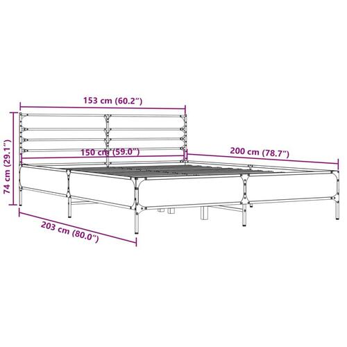 Sengestel 150x200 cm konstrueret træ og metal brun egetræ