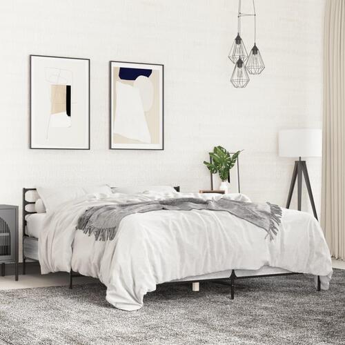 Sengestel 120x190 cm konstrueret træ og metal grå sonoma-eg