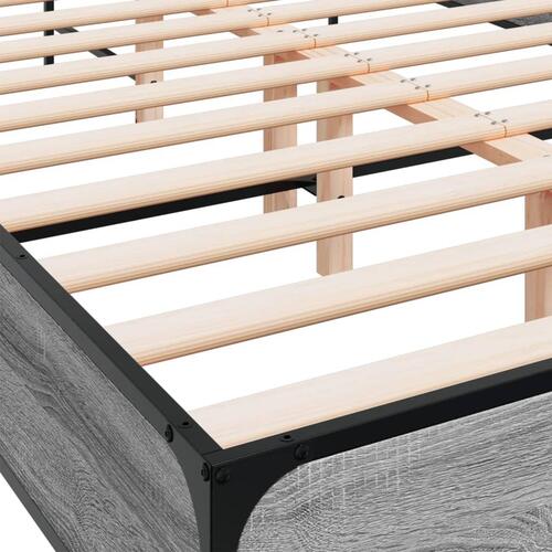 Sengestel 120x190 cm konstrueret træ og metal grå sonoma-eg