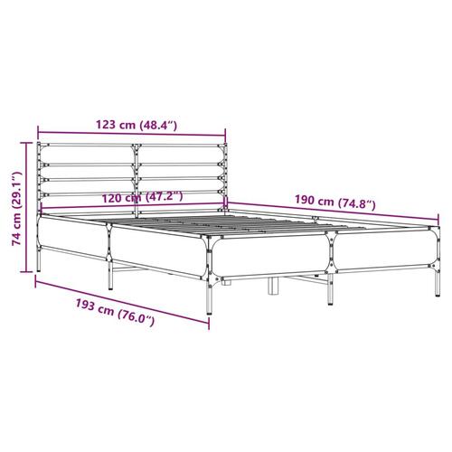 Sengestel 120x190 cm konstrueret træ og metal grå sonoma-eg