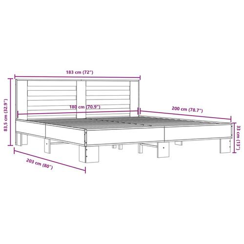 Sengestel 180x200 cm konstrueret træ og metal sort