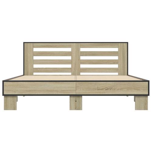 Sengestel 150x200 cm konstrueret træ og metal sonoma-eg