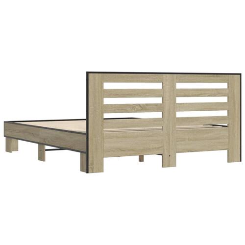 Sengestel 150x200 cm konstrueret træ og metal sonoma-eg