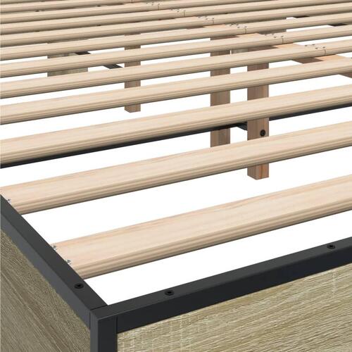 Sengestel 150x200 cm konstrueret træ og metal sonoma-eg