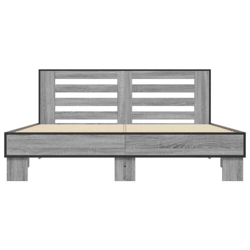 Sengestel 150x200 cm konstrueret træ og metal grå sonoma-eg