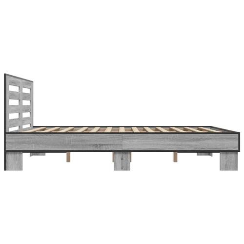 Sengestel 150x200 cm konstrueret træ og metal grå sonoma-eg