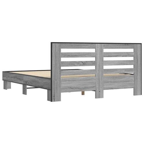 Sengestel 150x200 cm konstrueret træ og metal grå sonoma-eg