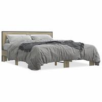 Sengestel 160x200 cm konstrueret træ og metal sonoma-eg