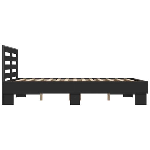 Sengestel 140x200 cm konstrueret træ og metal sort
