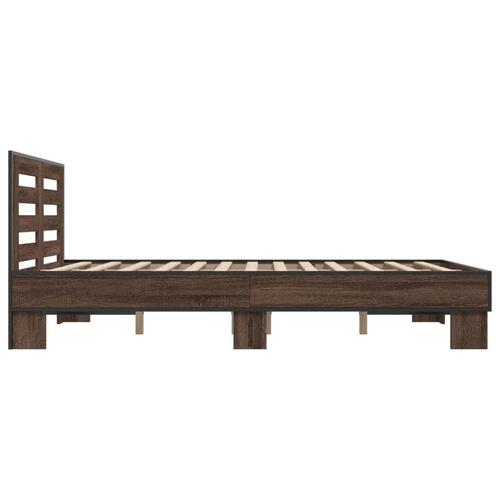 Sengestel 140x190 cm konstrueret træ og metal brun egetræsfarve