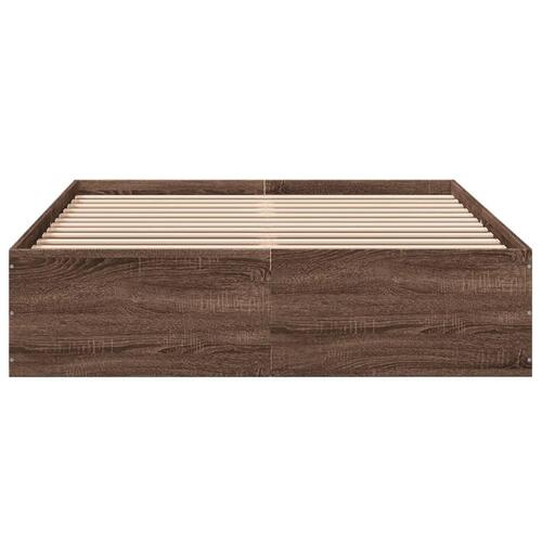 Sengestel 135x190 cm konstrueret træ brun eg