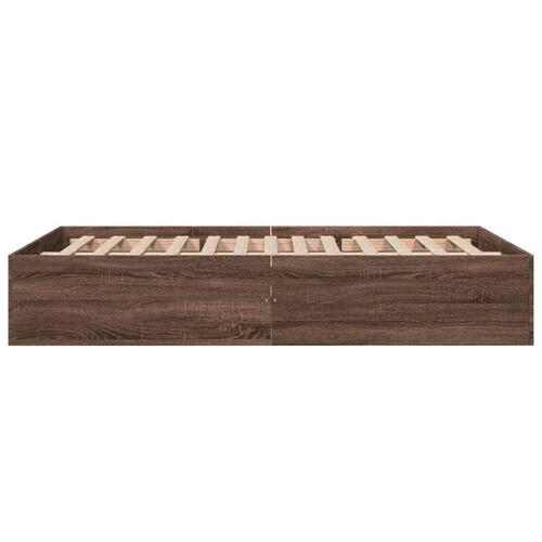 Sengestel 135x190 cm konstrueret træ brun eg
