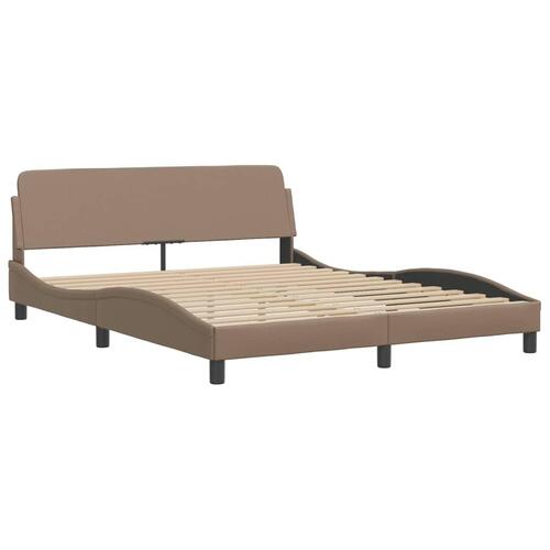 Seng med madras 160x200 cm kunstlæder cappuccinofarvet