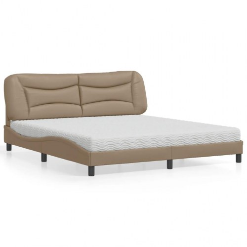 Seng med madras Hvar 180x200 cm kunstlæder cappuccinofarvet