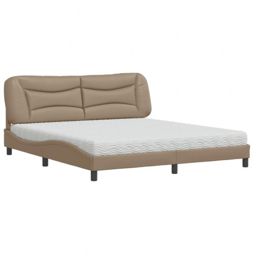 Seng med madras Hvar 180x200 cm kunstlæder cappuccinofarvet