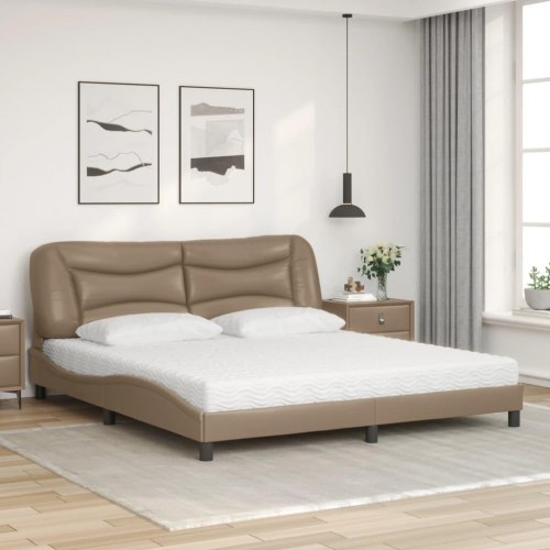 Seng med madras Hvar 180x200 cm kunstlæder cappuccinofarvet