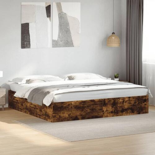 Sengestel 200x200 cm konstrueret træ røget eg