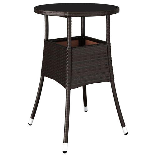Spisebordssæt til haven 5dele m. hynder polyrattan og glas brun
