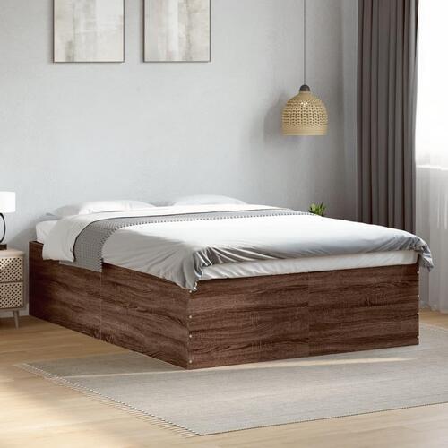 Sengestel 135x190 cm konstrueret træ brun eg