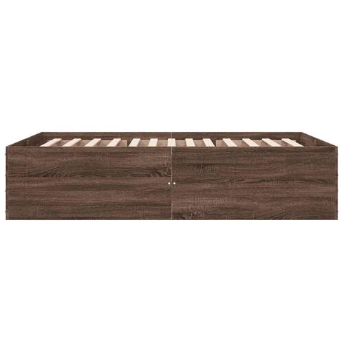 Sengestel 135x190 cm konstrueret træ brun eg