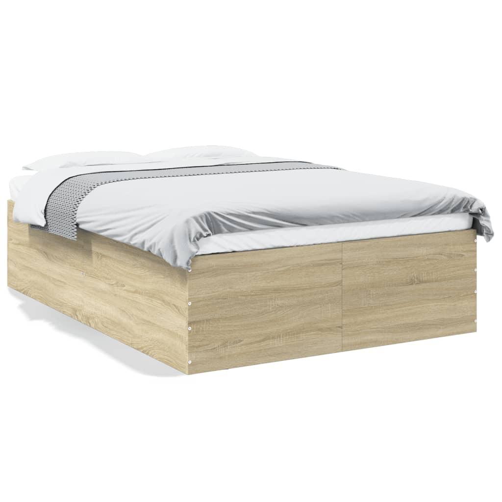 Sengestel 135x190 cm konstrueret træ sonoma-eg
