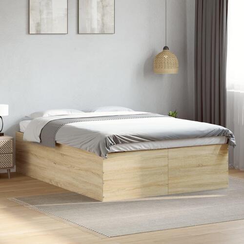 Sengestel 135x190 cm konstrueret træ sonoma-eg