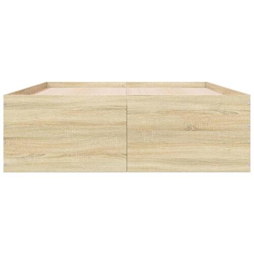 Sengestel 135x190 cm konstrueret træ sonoma-eg