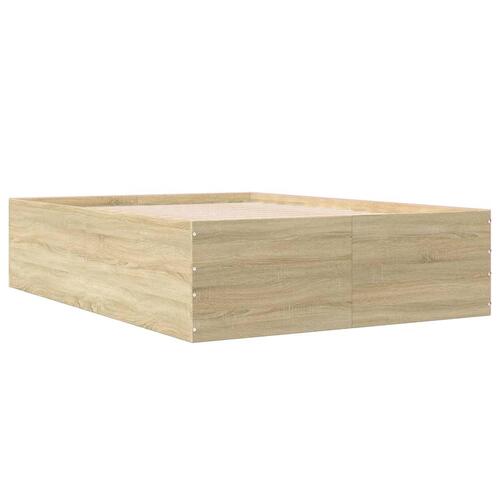 Sengestel 135x190 cm konstrueret træ sonoma-eg