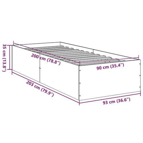 Sengeramme 90x200 cm konstrueret træ sonoma-eg