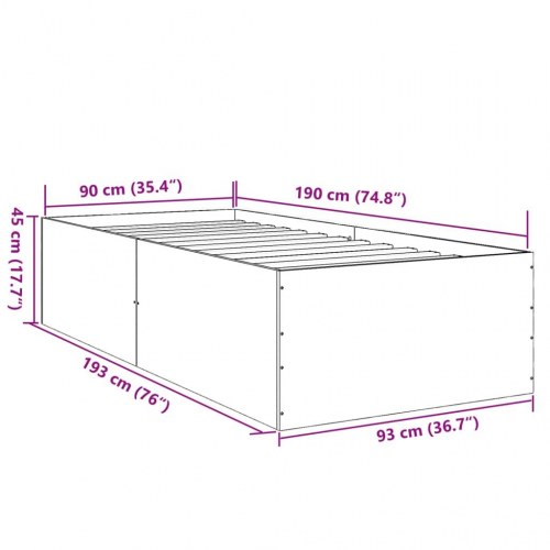 Sengeramme 90x190 cm konstrueret træ sort