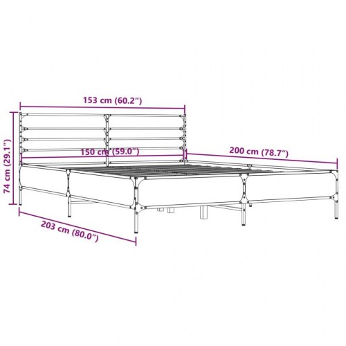 Sengestel 150 x 200 cm med hovedgavl - sonoma-eg