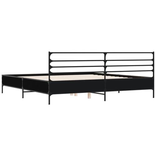 Sengestel 180x200 cm konstrueret træ og metal sort